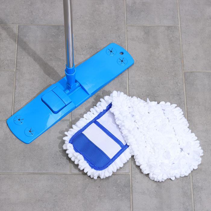 Швабра плоская, телескопическая ручка 60-120 см, насадка из микрофибры, цвет МИКС