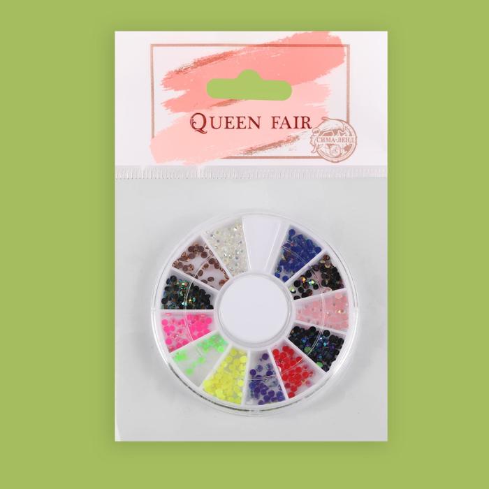 Стразы для декора ногтей, 12 ячеек, цвет МИКС