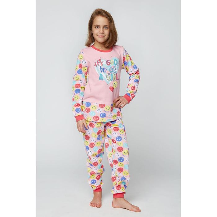 Пижама для девочки, рост 128 см (64), цвет персиковый
