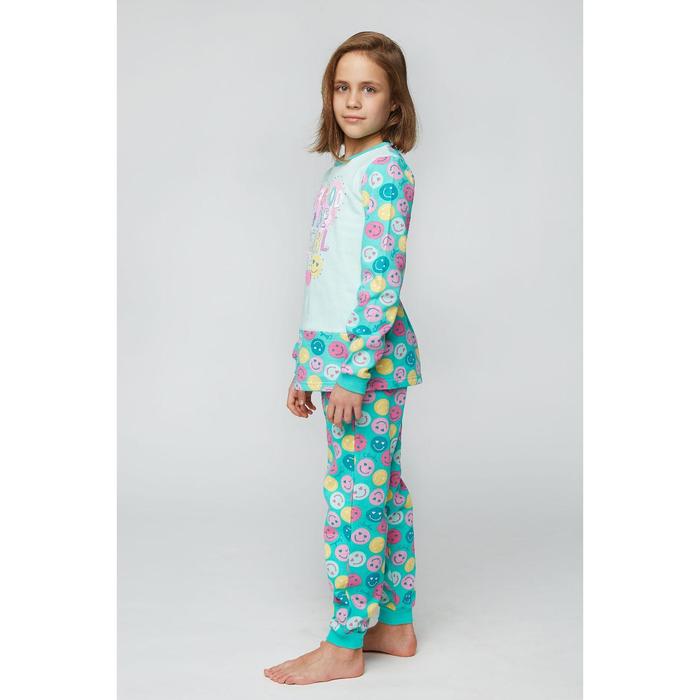 Пижама для девочки, рост 134 см (68), цвет бирюзовый