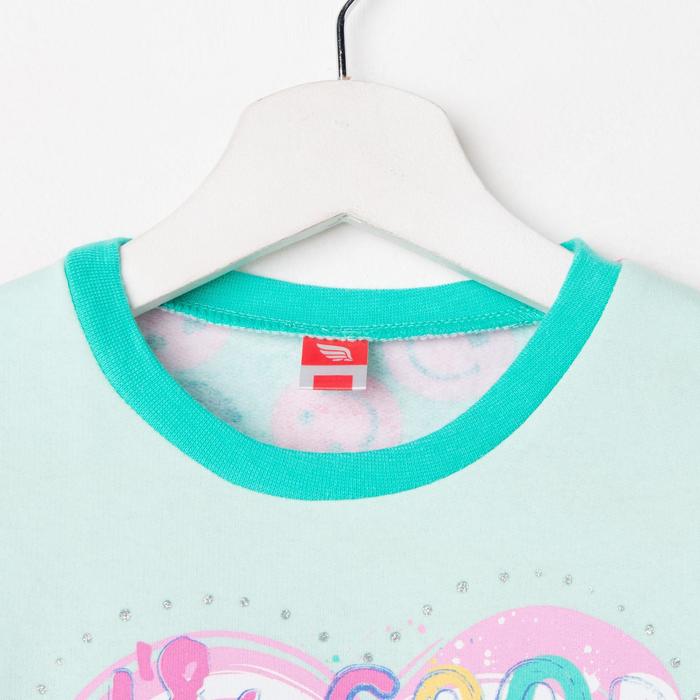 Пижама для девочки, рост 128 см (64), цвет бирюзовый