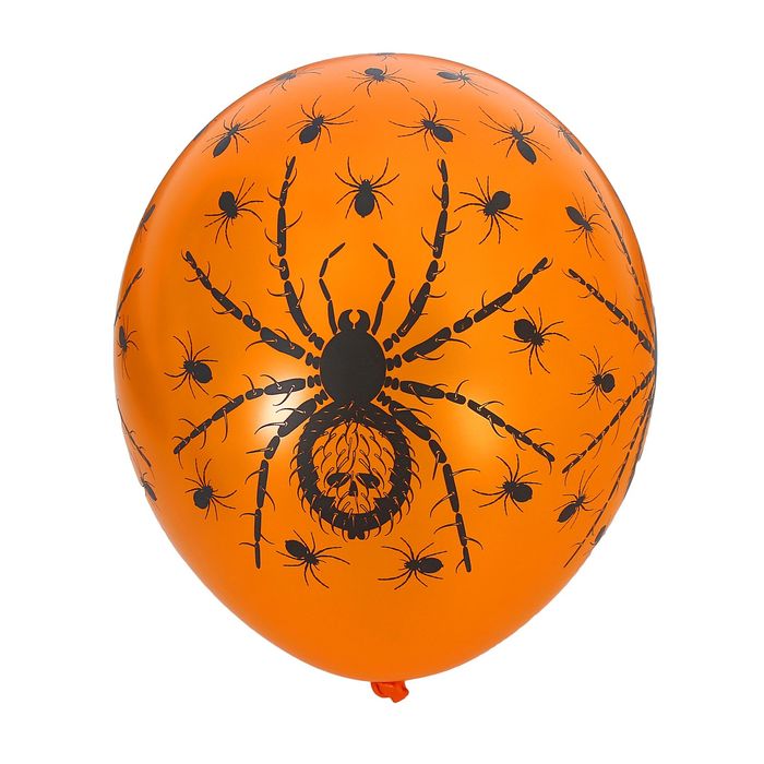 Шар латексный 14" "Пауки", металл, набор 25 шт., цвет оранжевый