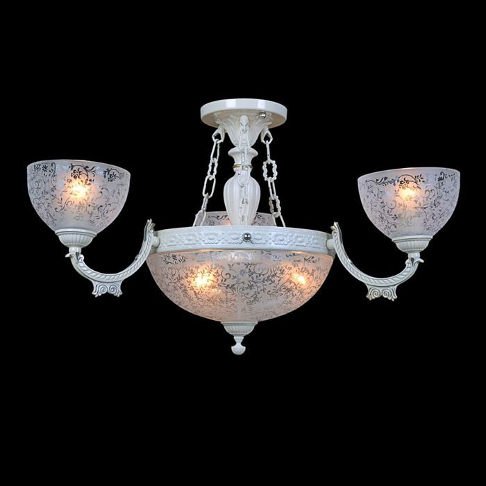 Люстра "Скиф" 6 ламп 60W Е27+Е14 белое золото