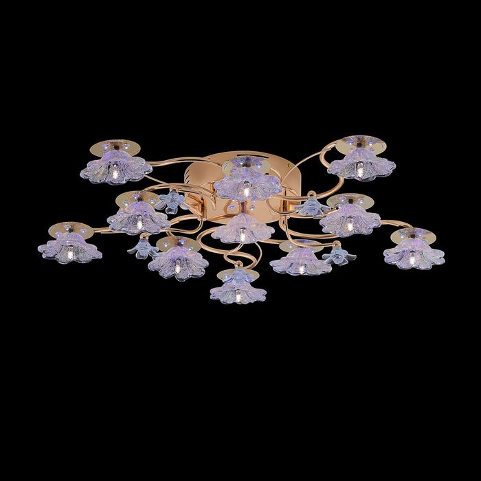 Люстра галогенная "Купавки" 11 ламп золото синий белый с пультом