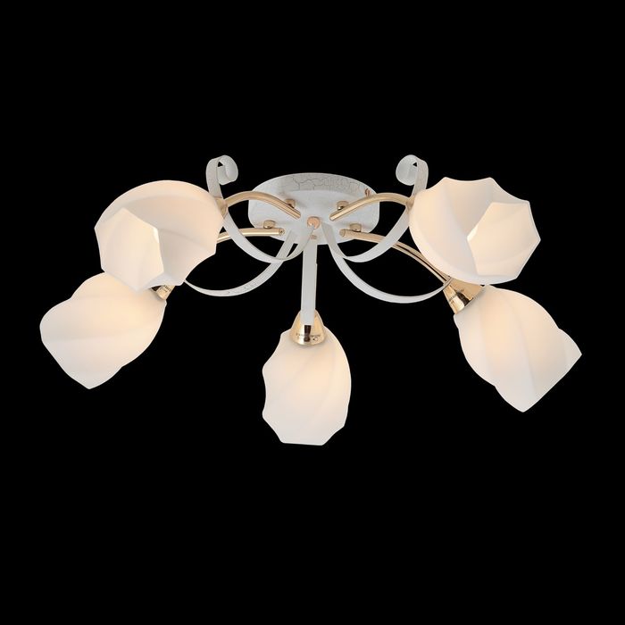 Люстра "Нерта" 5 ламп 60W Е14 золото/белый