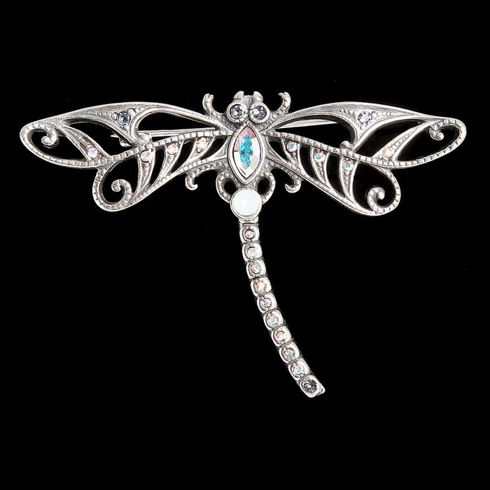 Брошь "Савой", цветная в черненом серебре