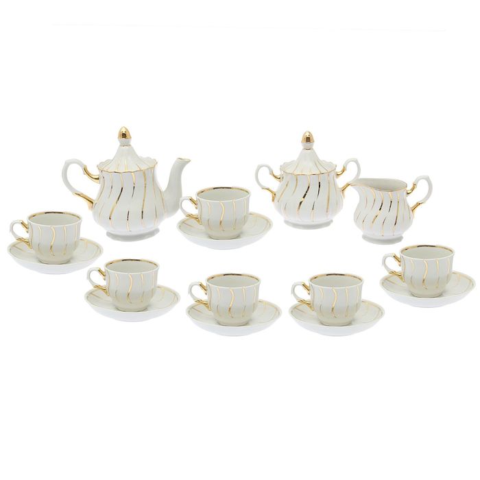 Сервиз чайный "Романс. Карнавал" 15 предметов: 6 чашек чайных 250 мл, 6 блюдец чайных 15 см, чайник 800 мл, сахарница 550 мл, сливочник чайный 350 мл