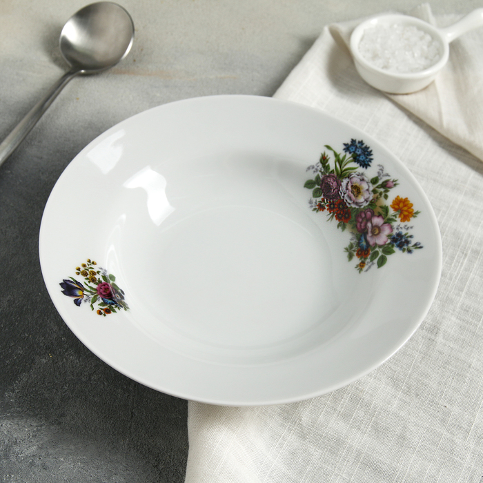 Тарелка глубокая 20 см "Идиллия. Букет цветов", 230 мл