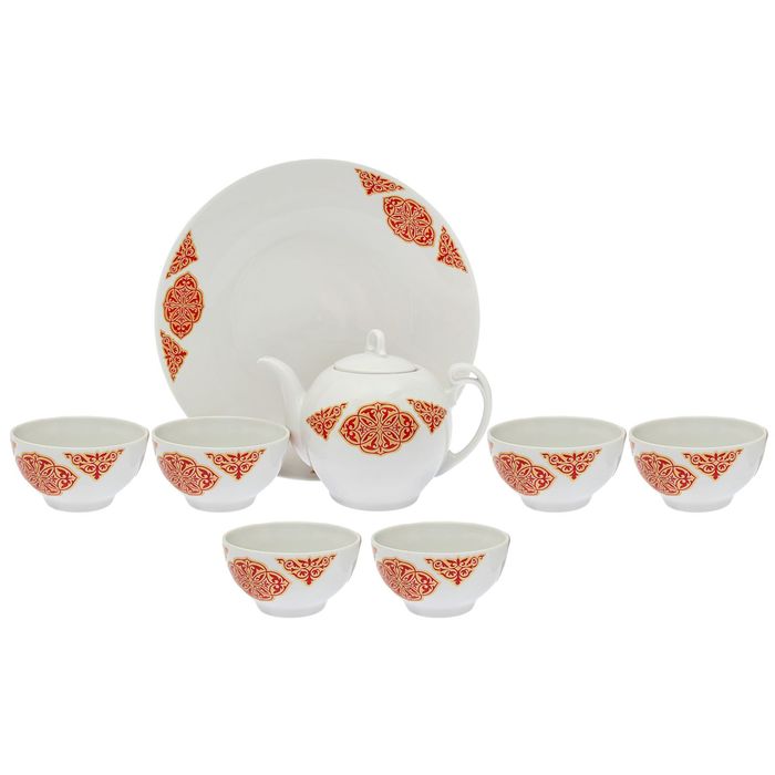 Набор для чая "Восточный. Азия", 8 предметов: чайник 700 мл, сухарница 27 см 1,3 л, 6 пиал 250 мл