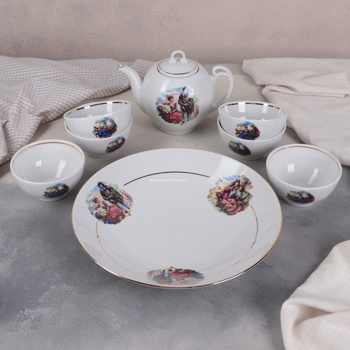 Набор чайный "Восточный. Мадонна", 8 предметов: чайник 700 мл, сухарница 27 см 1,3 л, 6 пиал 250 мл