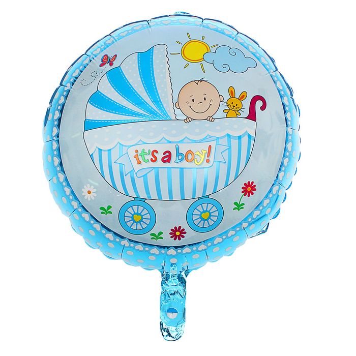 Шар фольгированный Круг 18" "Коляска и малыш мальчик" ФМ