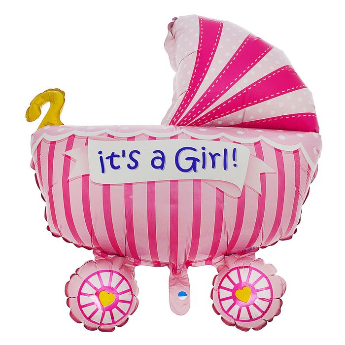 Шар фольгированный 13" "Коляска детская розовая" для палочки