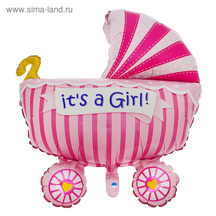 Шар фольгированный 35 «Коляска детская», цвет розовый шар фольгированный 35 котенок единорог розовый 901797f