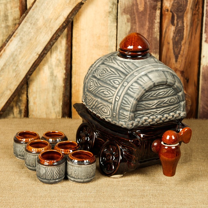 Бочка для напитков "На колёсах" шамотная, 3,5 л