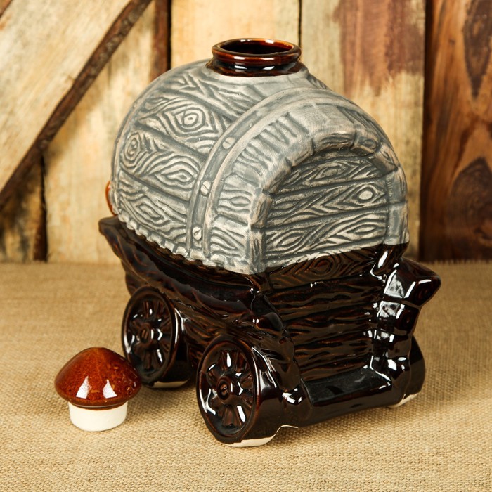 Бочка для напитков "На колёсах" шамотная, 3,5 л