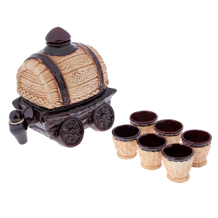 Бочка для напитков "На колёсах" шамотная, 3,5 л