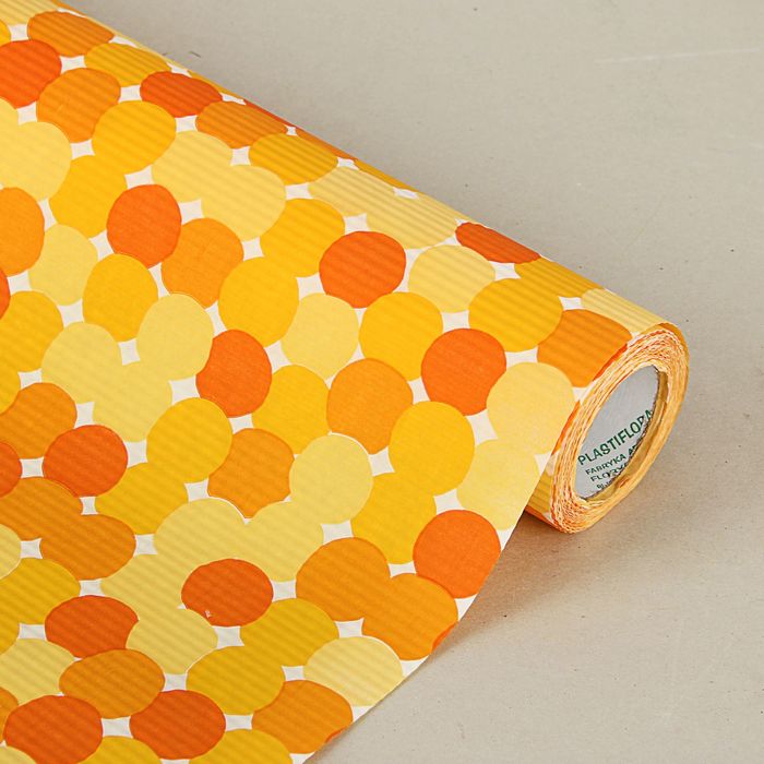 Бумага упаковочная крафт "Круги", желто-оранжевые, 0.5 х 10 м