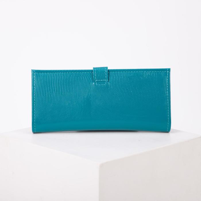 Кошелёк женский на кнопке, 3 отдела, отдел для монет, игуана, цвет морской волны