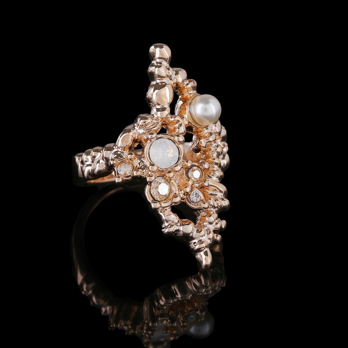 Кольцо "Бергамот", размер 19, белый в золоте