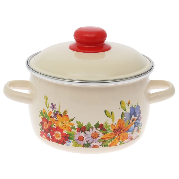 Кастрюля 2 л "Полянка", цвет слоновая кость