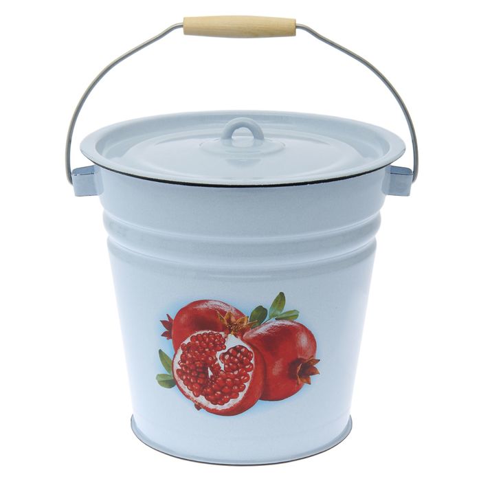 Ведро с крышкой 12 л "Гранат", цвет серо-голубой