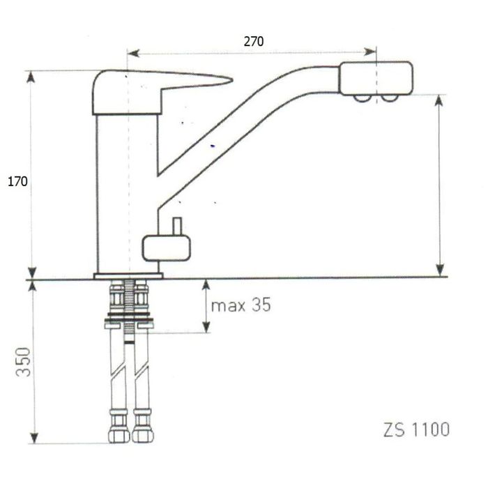 Смеситель для кухни Zigmund & Shtain 1100, Нержавейка полированная
