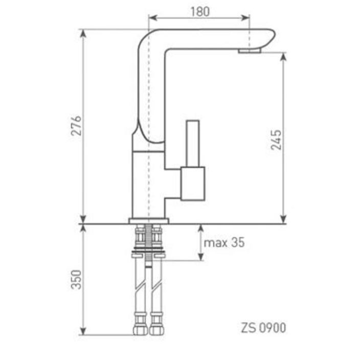 Смеситель для кухни Zigmund & Shtain 0900, Нержавейка полированная