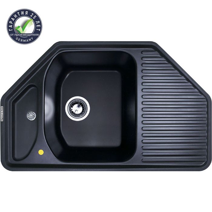 Мойки кухонные из камня Zigmund & Shtain ECKIG 800, чёрный базальт