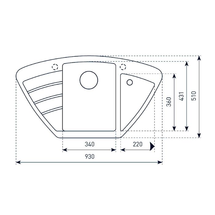 Мойки кухонные из камня Zigmund & Shtain ECKIG 900, молодое шампанское