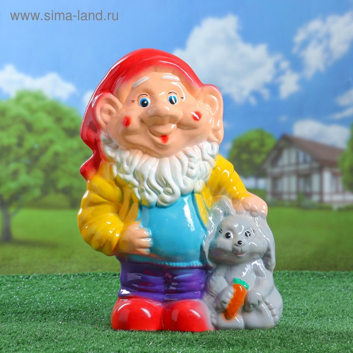 

Садовая фигура "Гном с кроликом", разноцветная, 38 см, микс