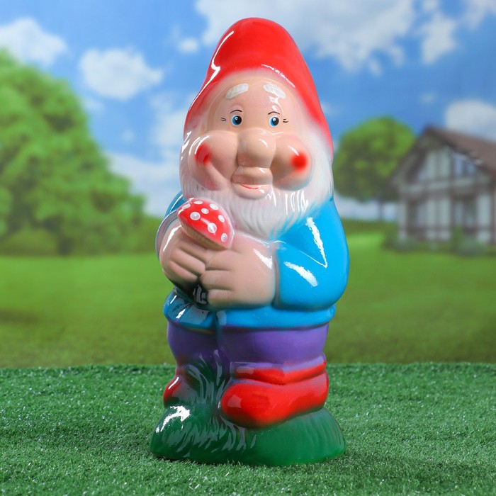 Садовая фигура "Гном с мухомором"