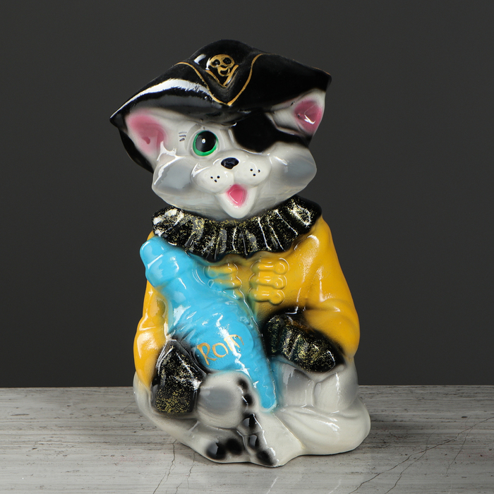 Копилка "Кот пират" глянец, белый