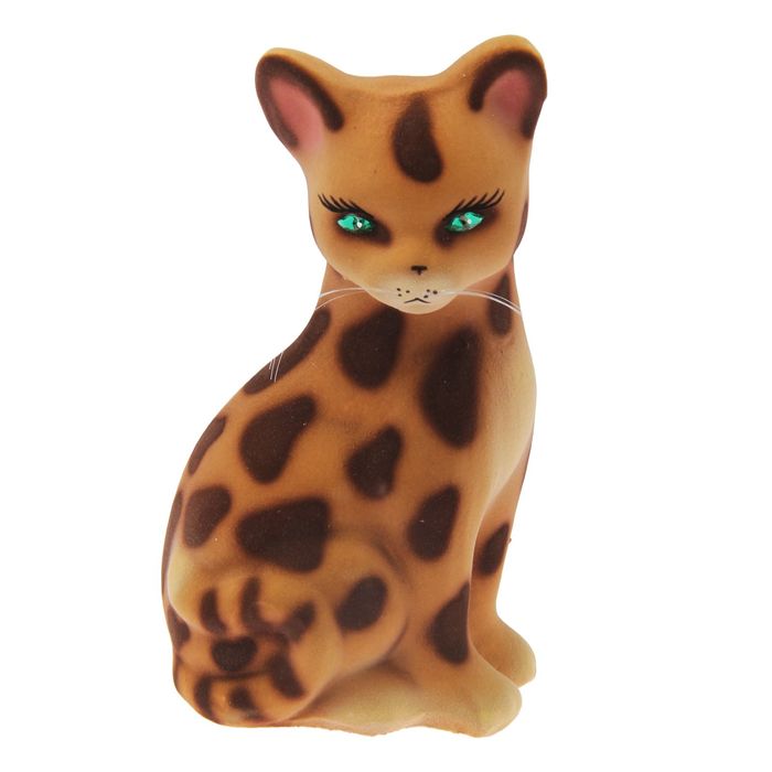 Копилка "Кошка Лиза" большая, флок, бежево-леопардовая