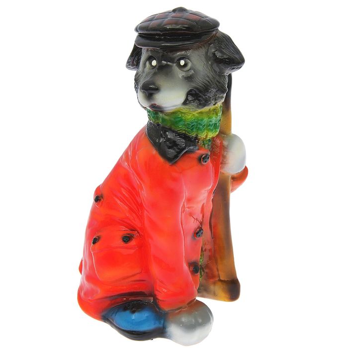 Копилка "Собака Граф" глянец, серо-красная