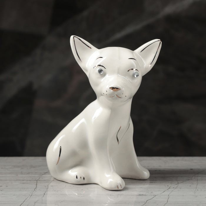 Копилка "Собака чихуахуа" глазурь, белая