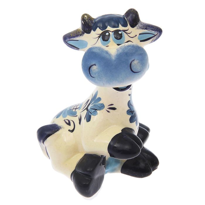 Копилка "Коровка" гжель