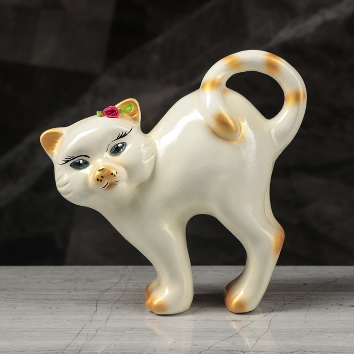 Копилка "Кот Бублик" глянец, бело-золотая