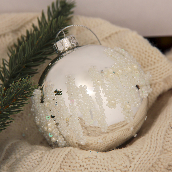 Новогодний шар "Зигзаг" серебряный