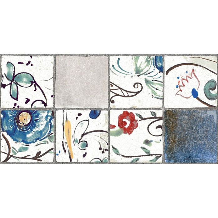 Облицовочная плитка Лофт синий (цветочный) 08-10-65-741 40х20см (в упаковке 1,28 кв.м)