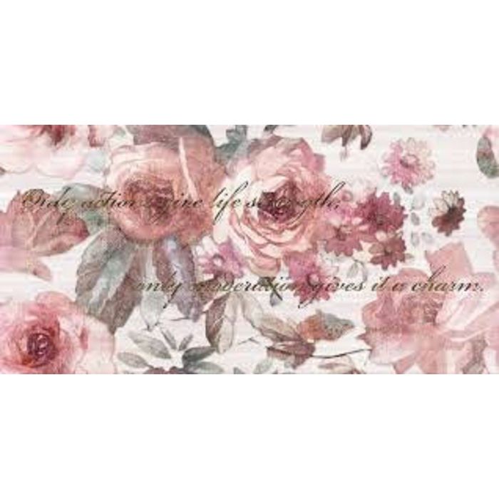 Вставка керамическая 50х25см Флориал розовый 10-03-41-336