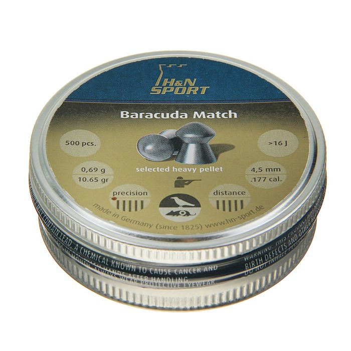 Пули пневм. "H&N Baracuda Match", 4,5 мм., 10,65 гран (500 шт.) шт
