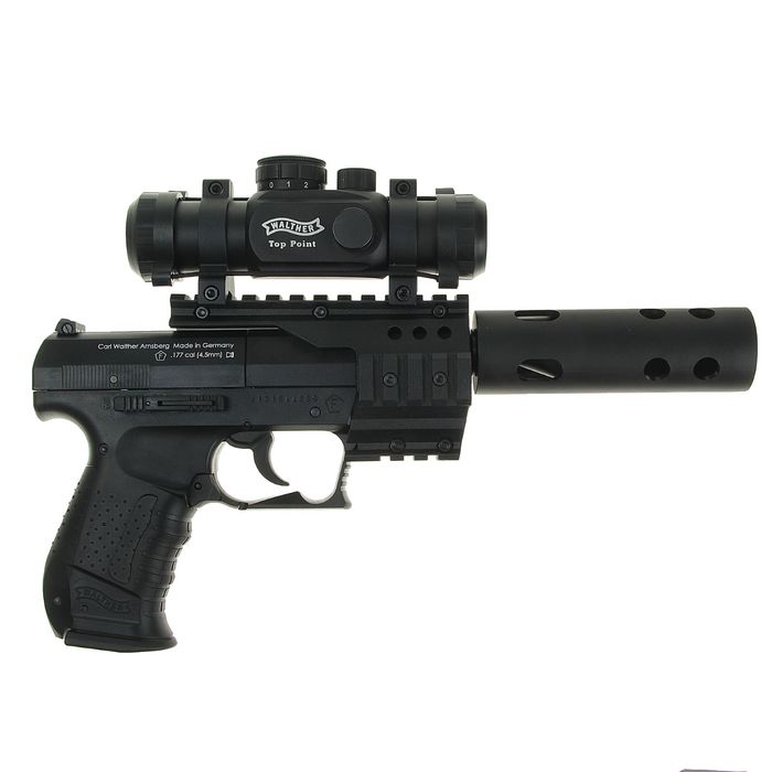 Пистолет пневм. Walther Night Hawk green (коллиматор, чёрный с зелёной рукояткой), 412.02.31, шт 1