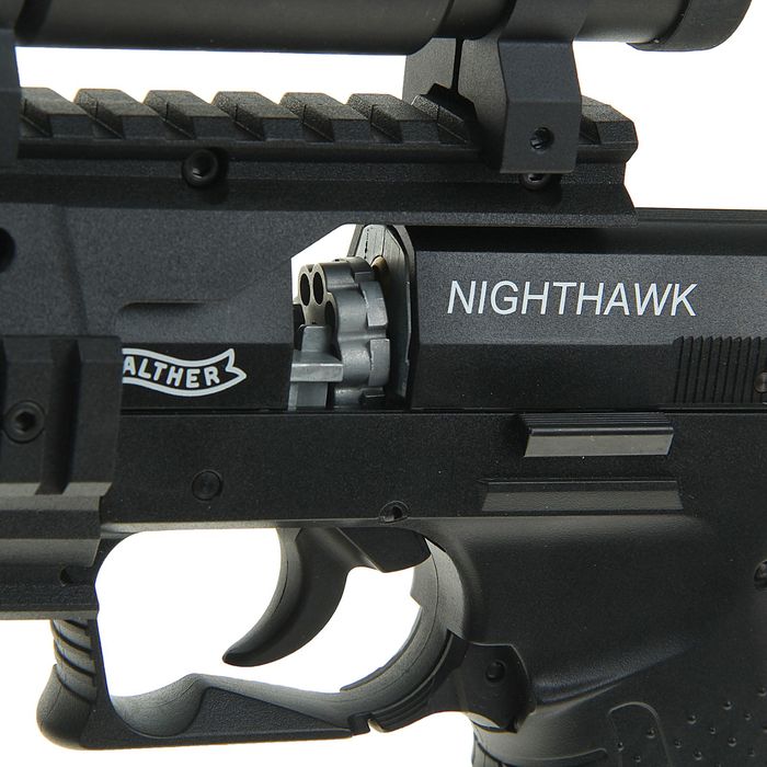 Пистолет пневм. Walther Night Hawk green (коллиматор, чёрный с зелёной рукояткой), 412.02.31, шт 1