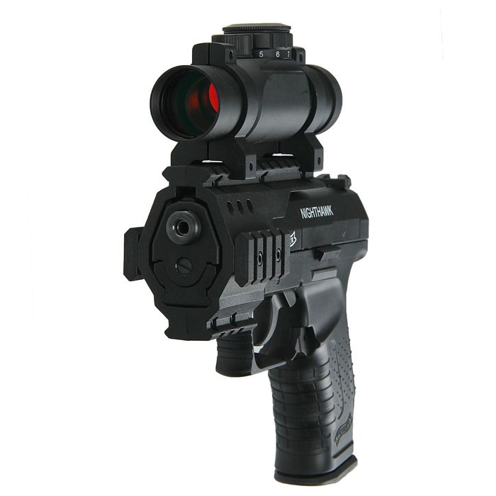 Пистолет пневм. Walther Night Hawk green (коллиматор, чёрный с зелёной рукояткой), 412.02.31, шт 1