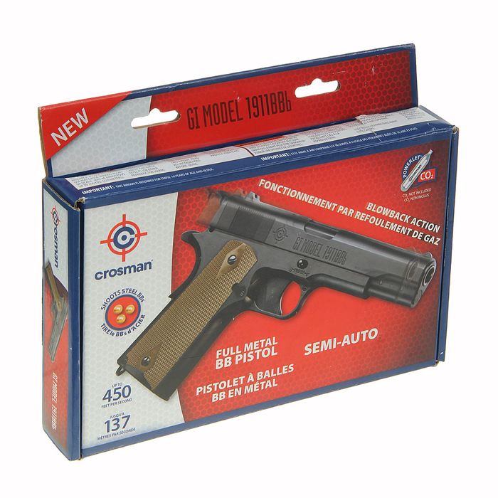 Пистолет пневматический Crosman 1911BBb blowback кал.4,5мм, 40021, шт