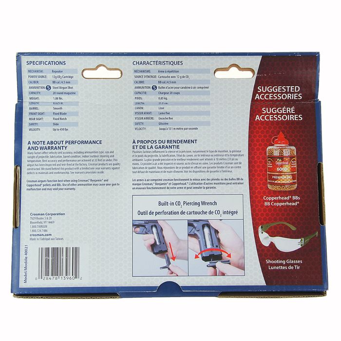 Пистолет пневматический Crosman 1911BBb blowback кал.4,5мм, 40021, шт