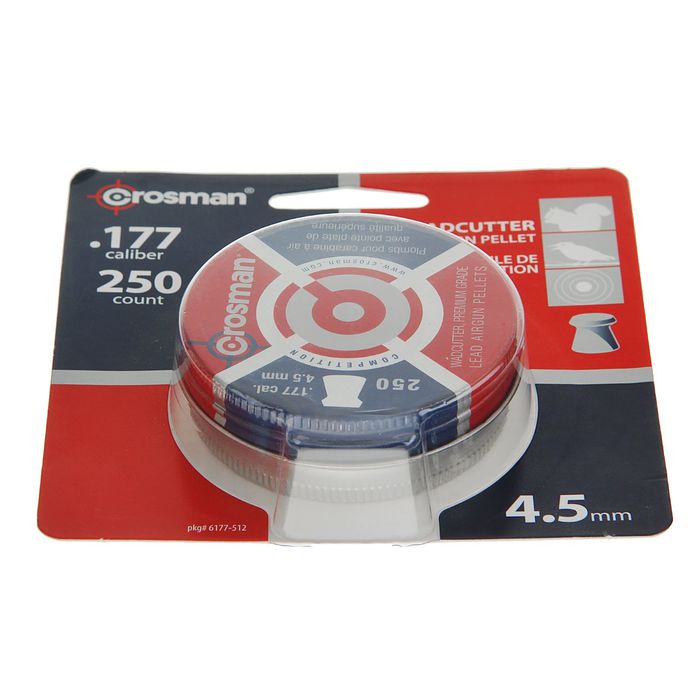 Пули пневм. "Crosman Wadcutter", 4,5 мм., 7,4 гран (250 шт.) (12 в упаковке), 6177, шт
