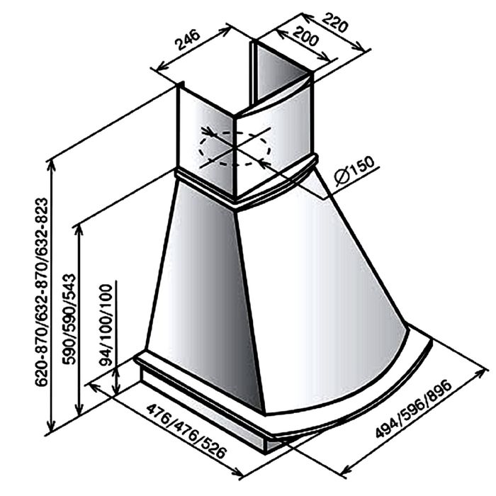 Кухонная вытяжка ELIKOR Ротонда 50П-650-П3Л, бежевая/дуб неокрашенный