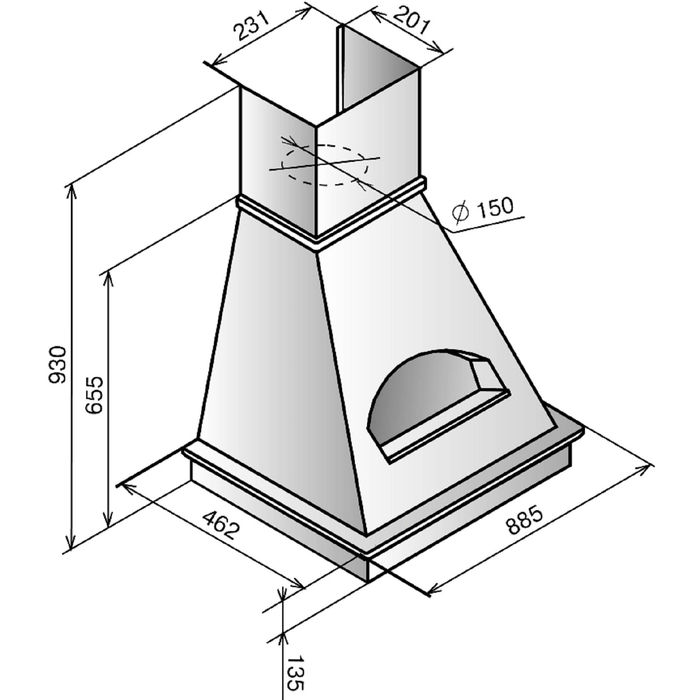 Вытяжка Elikor Бельведер Флореале 90П-650-П3Г, бежевый/дуб неокрашенный