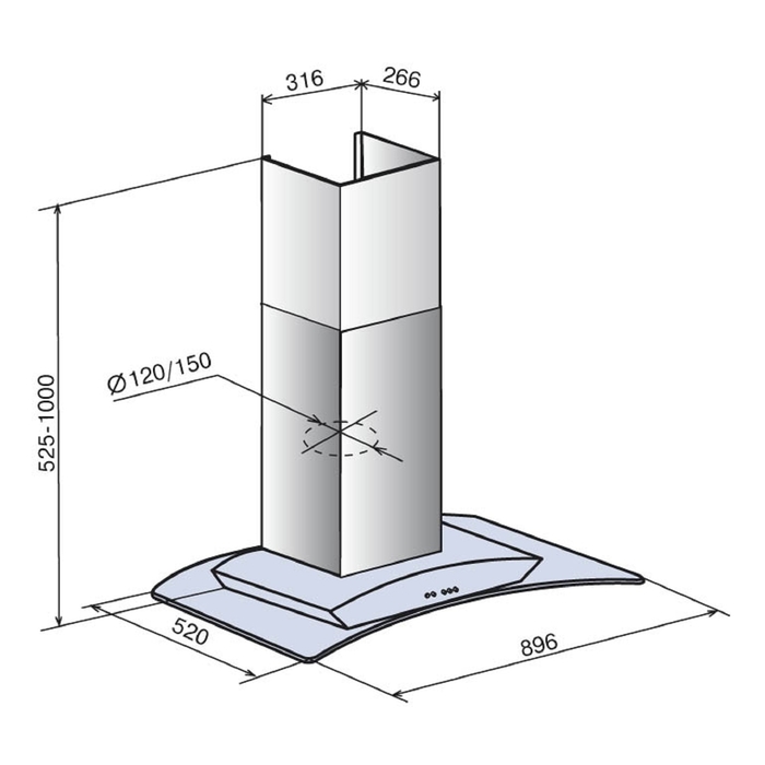 Вытяжка Elikor Аметист 90Н-650-К3Г, нержавейка/стекло тонированное
